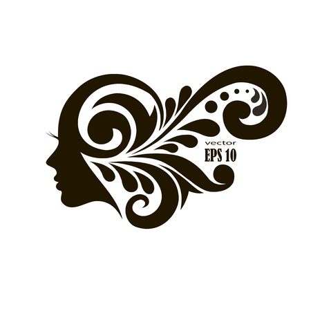Vector illustration of woman with beautiful hair - can be used as a logo for beauty salon.のイラスト素材