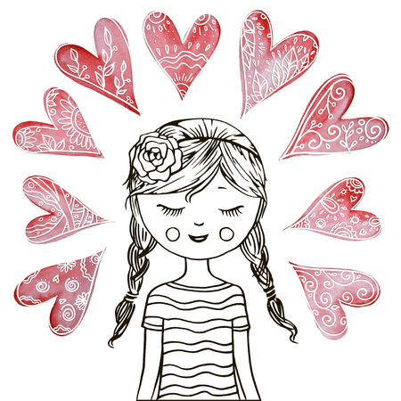 Beautiful girl with a heart.のイラスト素材