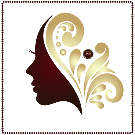 Beautiful female face silhouette in profile.のイラスト素材