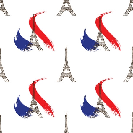 Eiffel tower, Paris, France. Seamless background.のイラスト素材