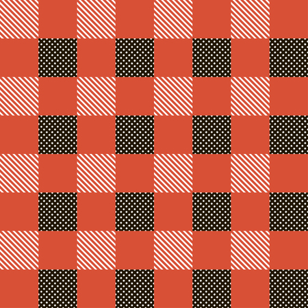 Checkered gingham plaid fabric seamless pattern in blue white and red, vector printのイラスト素材