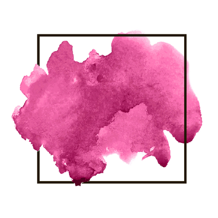 Pink colorful watercolor hand drawn stroke isolated paper grain texture stain on white background for design, decoration. Abstract artistic shape vector element.のイラスト素材