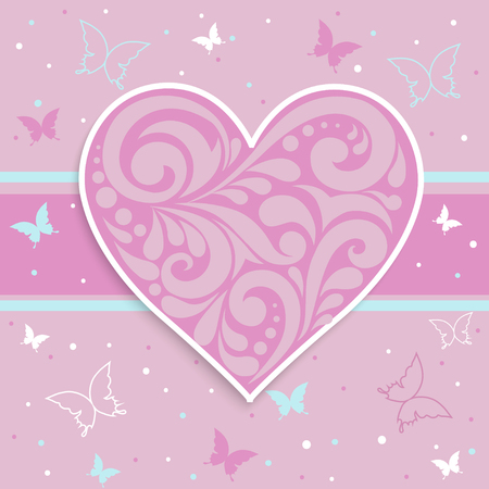 Happy Valentines Day card, typography, background with heartsのイラスト素材