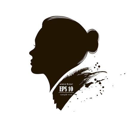 Woman  design template. Girl silhouette - cosmetics, beauty, health spa, fashion themes. Creative icon.のイラスト素材