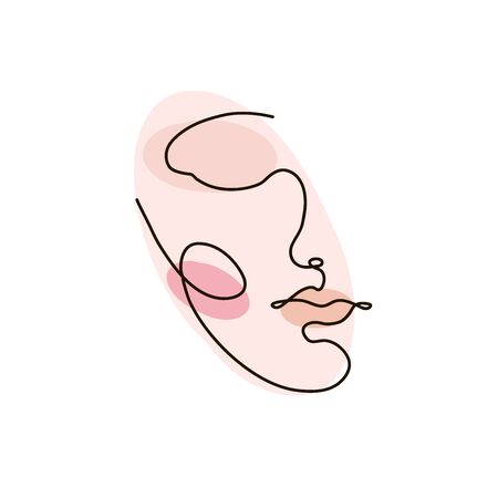 abstrac woman face one continuous line drawing. Portrait minimalistic styleのイラスト素材