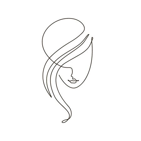 abstrac woman face one continuous line drawing. Portrait minimalistic styleのイラスト素材