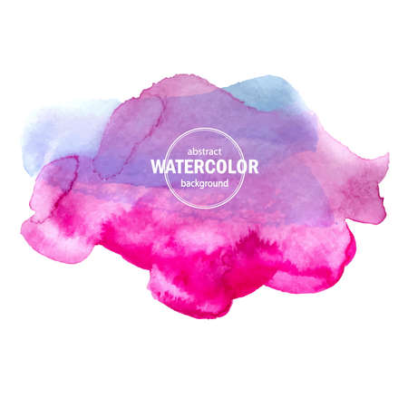 Illustration for pink watercolor big blot spread to the light background. Abstract vector composition for the elegant design. - Royalty Free Image