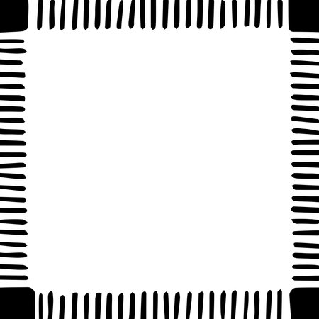 grunge square Abstract ink frames. Trendy design with brush strokes. Isolated on white background. Vector.のイラスト素材