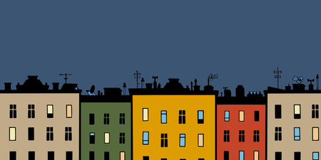 European landscape, seamless pattern town, Old streetr, etro houses. Urbanのイラスト素材