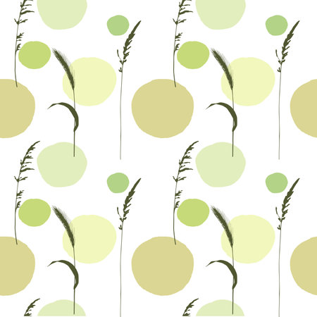 set silhouettes botanic blossom floral elements. Branches, leaves, herbs, flowers, wild plants. Garden, meadow, field collection leaf, foliage. Vector illustration, seamless modern backgroundのイラスト素材