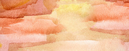 Abstract art background brown and beige colors. Watercolor painting on canvas with soft beige gradient. Fragment of artwork on paper with pattern, texture macro.の写真素材