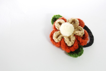 This craft use for gather together hair.It made from knitting wool.の写真素材