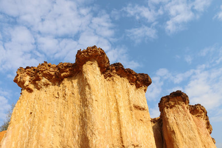 The soil, clay hill, and cliffs at national park Phae Mueang Phi ,Phrae,Thailand.の写真素材