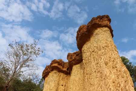 The soil, clay hill, and cliffs at national park Phae Mueang Phi ,Phrae,Thailand.の写真素材
