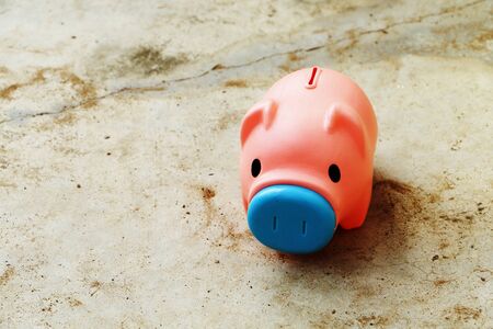 piggy bank on the crack floorの写真素材