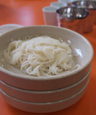 Korean white noodle. Korean foodの写真素材