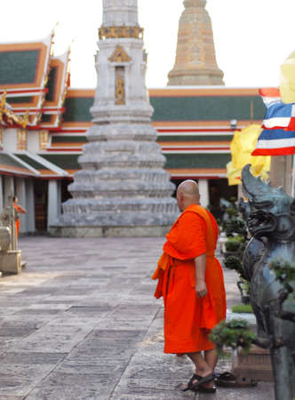 Monk of a Buddhist temple in Bangkok, Thailand.のeditorial素材