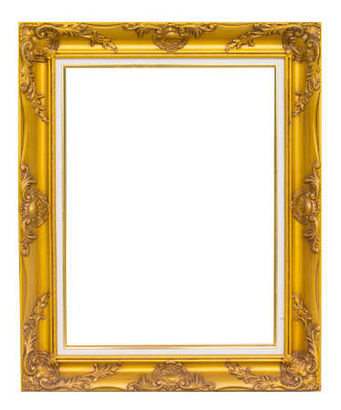antique golden frame isolated on white background