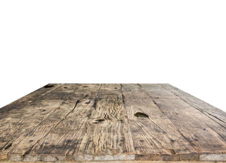 wooden table on white background.の写真素材