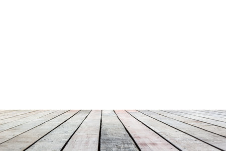 Wooden floor isolated on white background with copy space for design.の写真素材