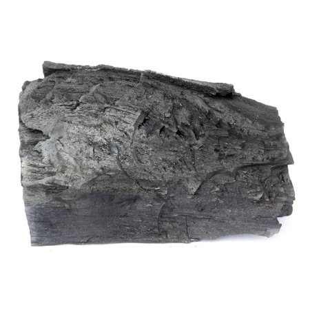 coal isolated on a white background. natural wood charcoal for cooking.の写真素材