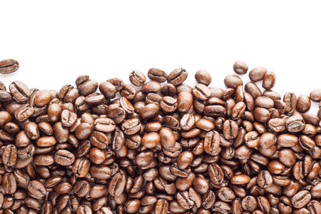 Coffee beans isolated on white background. Close-up.の写真素材