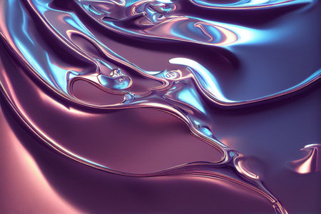 liquid chrome surface with pastel gradient holographic reflection abstract backgroundの素材