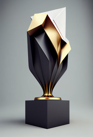 minimal futuristic trophy design mock up created by generative aiの素材