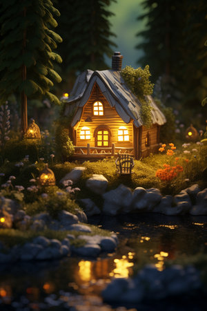 miniature of cozy house in the wood.の素材