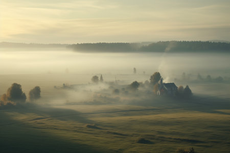 breathtaking shot of peaceful countryside landscape.の素材