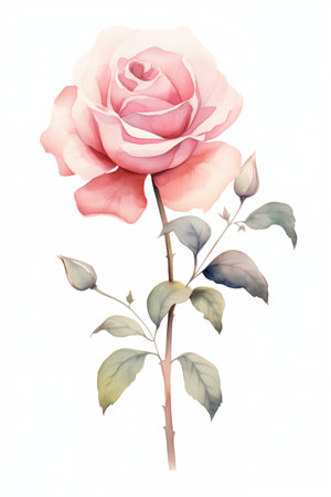 romantic watercolor flower on white background.の素材