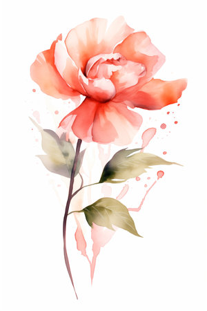 romantic watercolor flower on white background.の素材