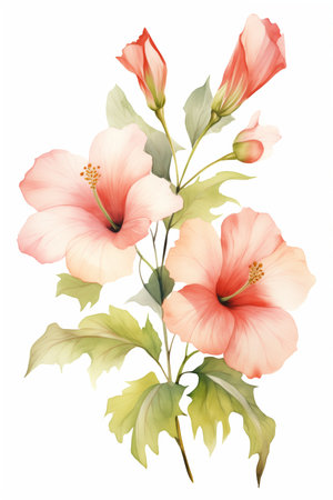 romantic watercolor flower on white background.の素材