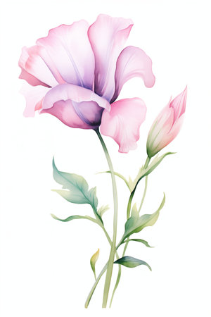 romantic watercolor flower on white background.の素材