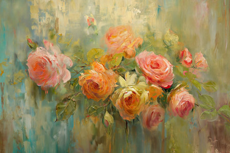 artistic oil painting of roses.の素材