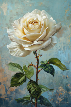 artistic oil painting of white rose.の素材