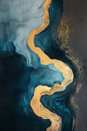 blue and gold abstract artの素材