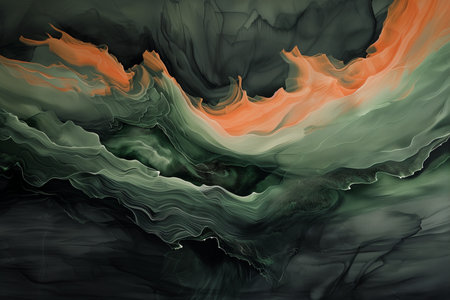 peach and green abstract artの素材