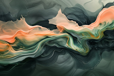 peach and green abstract artの素材