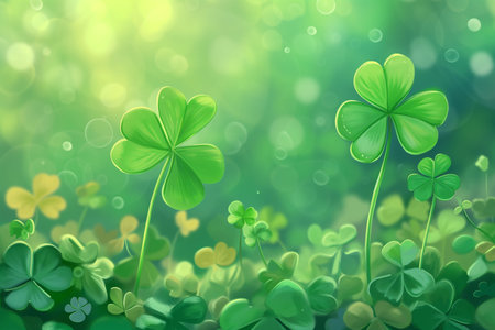 green shamrock clover illustration background.の素材