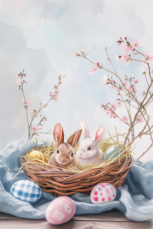 vintage watercolor easter illustration hygge styleの素材