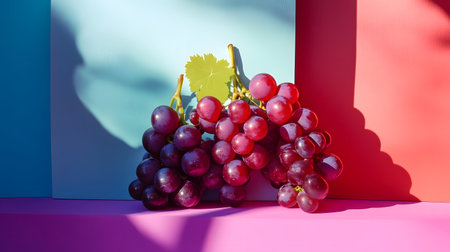 Vibrant Bunch of Fresh Grapes in Minimalist Studio Photoshoot with Bright,Clean Lighting and Fresh,Natural Aestheticの素材