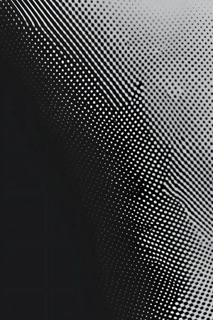Sleek and minimalistic monochrome halftone gradient pattern with smooth transitions and subtle textural elements,creating a modern and sophisticated visual aesthetic.の素材