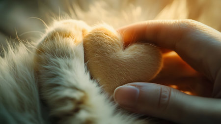 Close-up of a hand forming a delicate heart shape with warm, soft natural lighting and a blurred background, symbolizing love, care, and compassion.の素材