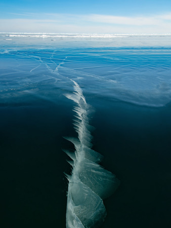 Russia. Eastern Siberia. The unique beauty of the transparent ice of the lake Baikal.の写真素材