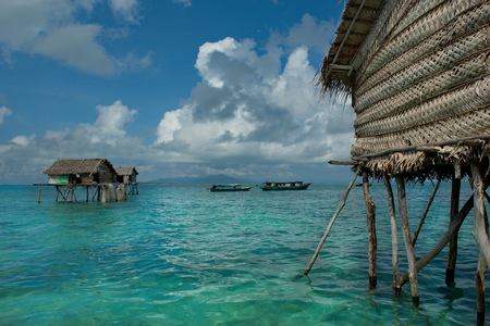 East Malaysia. Sibuan island near the city of Semporna. Calm in the fishing village of sea gypsiesの写真素材