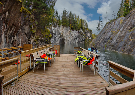 Russia. Karelia. Ruskeala mountain Park is a former marble quarry filled with groundwater.のeditorial素材