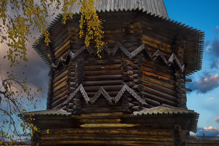 Russia. Karelia. Architectural fragments of wooden Orthodox Church.の写真素材