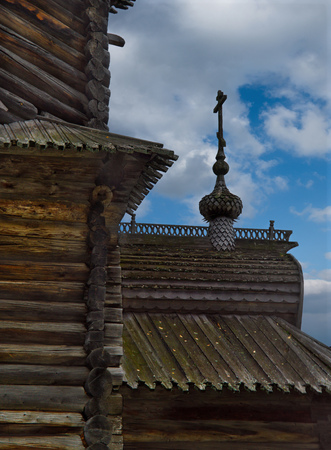 Russia. Karelia. Architectural fragments of wooden Orthodox Church.の写真素材
