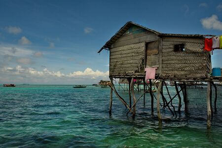 East Malaysia. Sibuan island near the city of Semporna. Calm in the fishing village of sea gypsiesの写真素材